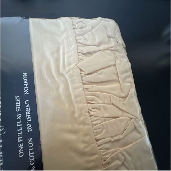 Vintage Ralph Lauren Home Yellow Cotton Ruffle 3 Piece Sheet Set Full Fitted Pil - Picture 5 of 15